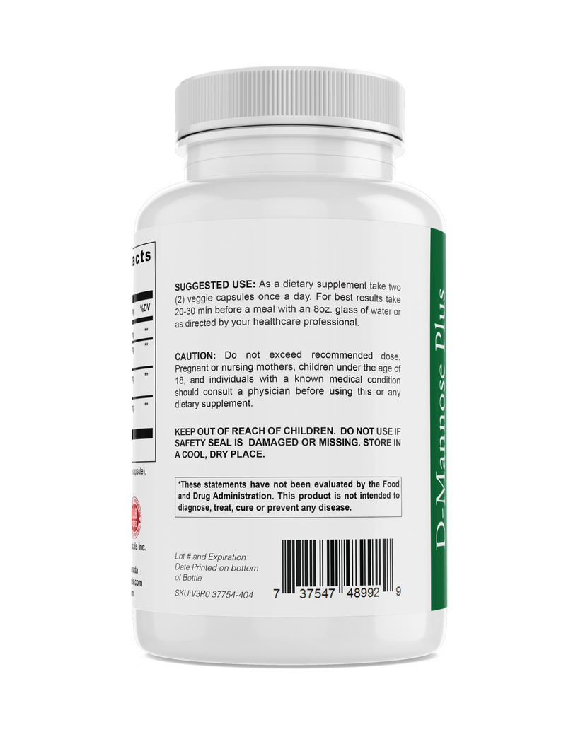 N&N D-Mannose Plus supplement bottle, supports urinary tract, liver, and digestive health.